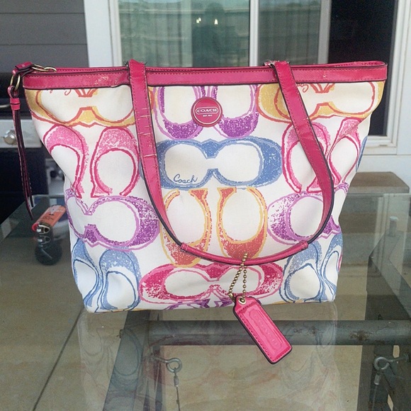 Coach Handbags - Rare Coach Multicolor Poppy Scribble Logo Tote F21894